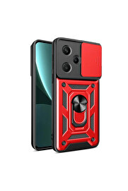 Evi̇mdeyokyok Xi̇aomi̇ Redmi̇ Note 13 Pro Plus Kılıf Pars Lens Yüzüklü Si̇li̇kon - Kırmızı