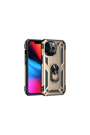 Evi̇mdeyokyok Apple İphone 14 Pro Max Kılıf Sofya Yüzüklü Si̇li̇kon Kapak - Gold