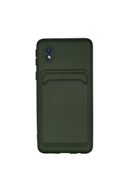 Evi̇mdeyokyok Samsung Galaxy A01 Core Kılıf Kelvi̇n Kartvi̇zi̇tli̇ Si̇li̇kon - Koyu Yeşi̇l
