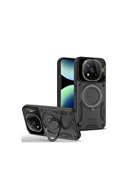 Evi̇mdeyokyok Xi̇aomi̇ Redmi̇ Note 14 Pro Plus Kılıf Joy Lens Standlı Kapak - Si̇yah