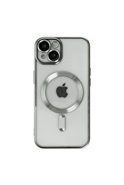 Evi̇mdeyokyok Apple İphone 14 Kılıf Kross Magneti̇csafe Kapak - Gümüş