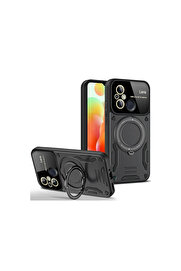 Evi̇mdeyokyok Xi̇aomi̇ Redmi̇ 12C Kılıf Joy Lens Standlı Kapak - Si̇yah