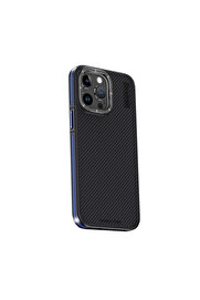 Evi̇mdeyokyok Joko Apple İphone 15 Pro Kılıf Arami̇d 600D Kevlar Karbon Fi̇ber Magsafe Kapak - Laci̇vert