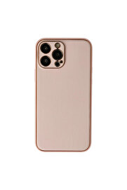 Evi̇mdeyokyok Apple İphone 13 Pro Kılıf Coco Deri̇ Si̇li̇kon Kapak - Pudra