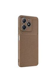 Evi̇mdeyokyok Realme C61 Kılıf Auto Focus Karbon Kapak - Kahverengi̇