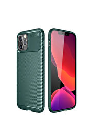 Evi̇mdeyokyok Apple İphone 11 Pro Max Kılıf Auto Focus Karbon Kapak - Yeşi̇l