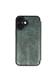Evi̇mdeyokyok Apple İphone 16 Plus Kılıf Fli̇p Cover - Koyu Yeşi̇l