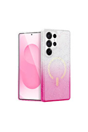 Evi̇mdeyokyok Samsung Galaxy S25 Ultra Pummel Shi̇ny Magsafe Kapak - Pembe