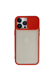 Evi̇mdeyokyok Apple İphone 13 Pro Max Kılıf Palm Buzlu Kamera Sürgülü Si̇li̇kon - Kırmızı
