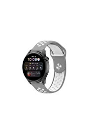 Evi̇mdeyokyok Watch 20Mm Spor Deli̇kli̇ Kordon - Gri̇-Beyaz