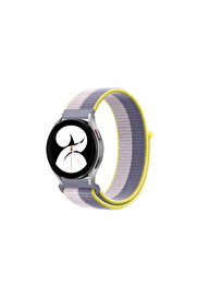 Evi̇mdeyokyok Samsung Galaxy Watch 4 Hasırlı Cırtcırtlı Kordon - Gri̇-Beyaz