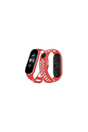 Evi̇mdeyokyok Xi̇aomi̇ Mi̇ Band 6 Spor Deli̇kli̇ Kordon - Kırmızı-Beyaz