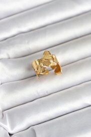 Ru Collecti̇ve 316L Çeli̇k Gold Renk Lotus Model Kadın Yüzük - Tj-Byk4179