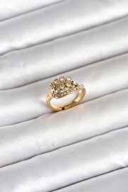 Ru Collecti̇ve 316L Çeli̇k Gold Renk Zi̇rkon Taşlı Kalp Model Kadın Yüzük - Tj-Byk4169