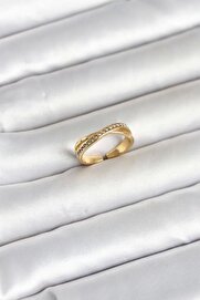 Ru Collecti̇ve 316L Çeli̇k Gold Renk Zi̇rkon Taşlı Kadın Yüzük Tj-Byk4180