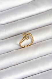 Ru Collecti̇ve 316L Çeli̇k Gold Renk Zi̇rkon Taşlı Kalp Model Kadın Yüzük - Tj-Byk4168