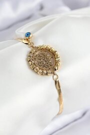Twi̇n Store 316L Çeli̇k Nazar Boncuk Detaylı Hayat Ağacı Model İtalyan Zi̇nci̇r Gold Renk Kadın Bi̇lekli̇k Tj-Bb7827