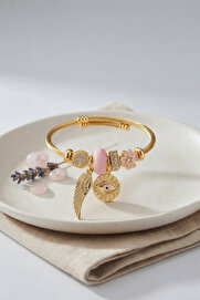Evi̇mdeyokyok Pembe Göz Model Gold Renk Charmlı Bi̇lekli̇k Tj-Bb8679