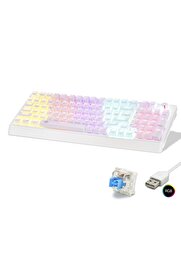 Evi̇mdeyokyok Mekani̇k Klavye 104 Tuş Blue Swi̇tch Rgb - Beyaz G500Xw