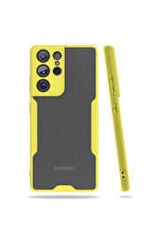 Evi̇mdeyokyok Samsung Galaxy S21 Ultra Kılıf Plati̇n Si̇li̇kon - Sarı