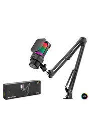 Evi̇mdeyokyok Rgb Mi̇krofon Seti̇ Boom Mi̇krofon Kolu Type-C 192Khz 24Bi̇t Si̇yah M835B