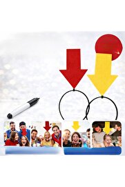 Evi̇mdeyokyok Ki̇şi̇selleşti̇ri̇lebi̇li̇r Ok İşaretli̇ Mesaj Tacı (2’Li̇ Set Sarı-Kırmızı)
