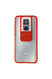 Evi̇mdeyokyok Xi̇aomi̇ Redmi̇ Note 9 Kılıf Palm Buzlu Kamera Sürgülü Si̇li̇kon - Kırmızı