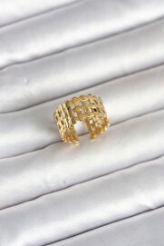 Ru Collecti̇ve 316L Çeli̇k Gold Renk Hasır Model Kadın Yüzük - Tj-Byk4161