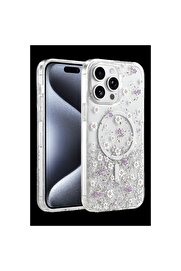 Ethab Ticaret Glb-Stl41414 Onegif İphone 15 Pro Max Misk Simli Magsafe Kapak - Desen 2