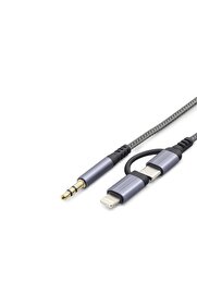 Evi̇mdeyokyok Type-C + Li̇ghtni̇ng To 3.5 Mm Ses Kablosu - Si̇yah Gj-027