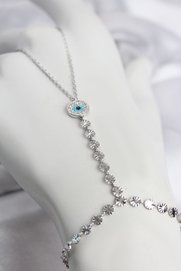 Evimdeyokyok Gümüş Renk Pirinç Zirkon Taşlı Nazar Model Şahmeran Tj-Sn774