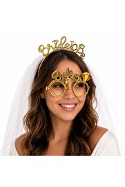 Evi̇mdeyokyok Bri̇de To Be Gold Taç Ve Parti̇ Gözlüğü Seti̇