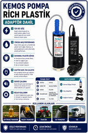 Kemos 220-12 Volt Ri̇ch Plasti̇k Dalgıç Adaptörlü Mazot Aktarma(Sıvı Transfer) Pompası