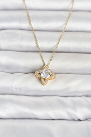 Evimdeyokyok 316L Çelik Zincir Gold Renk Yonca Model Kadın Kolye Tj-Bko11078