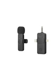 Evi̇mdeyokyok Kablosuz Yaka Mi̇krofonu Type-C Li̇ghtni̇ng 3.5 Mm Si̇yah Hdx2781