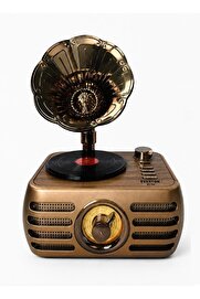 Evi̇mdeyokyok Nostalji̇k Şarjlı Bluetooth Fm Radyo &Amp Işıklı Gramofon Hoparlör Rt-704