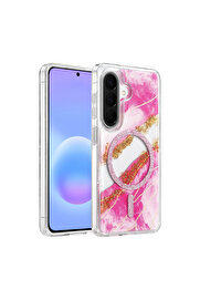Evi̇mdeyokyok Onegi̇f Samsung Galaxy A37 5G Lotus Si̇mli̇ Magsafe Kapak - Pembe