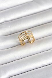 Ru Collecti̇ve 316L Çeli̇k Gold Renk Vi̇ntage Model Kadın Yüzük - Tj-Byk4173