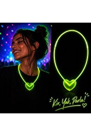 Evi̇mdeyokyok Neon Işıklı Fosforlu Kalp Parti̇ Kolyesi̇ Yeşi̇l Renk
