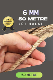 Evi̇mdeyokyok 6 Mm 50 Metre Jüt Halat Dekorati̇f Hasır İp Urgan Süs