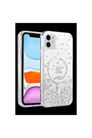 Ethab Ticaret Glb-Stl41414 Onegif İphone 11 Misk Simli Magsafe Kapak - Desen 1