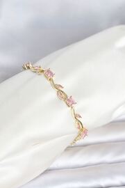 Ru Collecti̇ve Pi̇ri̇nç Gold Renk Pembe Zi̇rkon Taşlı Çi̇çek Model Kadın Bi̇lekli̇k Tj-Bb8538