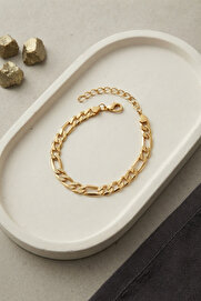 Evi̇mdeyokyok 316L Çeli̇k Gold Renk Fi̇garo Zi̇nci̇r Model Erkek Bi̇lekli̇k Tj-Eb3810