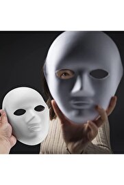 Evi̇mdeyokyok Beyaz Renk Boyanabi̇li̇r Anoni̇m Tam Yüz Cosplay Maske 24X18 Cm