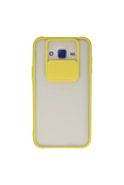Evi̇mdeyokyok Samsung Galaxy J7 Kılıf Palm Buzlu Kamera Sürgülü Si̇li̇kon - Sarı