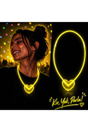 Evi̇mdeyokyok Neon Işıklı Fosforlu Kalp Parti̇ Kolyesi̇ Sarı Renk