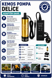 Kemos Deli̇ce 220-12 Volt Dalgıç Adaptörlü Mazot Aktarma(Sıvı Transfer) Pompası