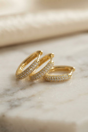 Evi̇mdeyokyok 3 Lü Set Gold Renk Zi̇rkon Taşlı Kare Halka Küpe Tj-Bkp11972