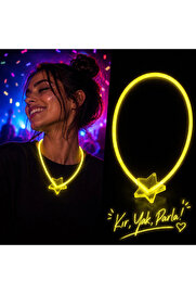 Evi̇mdeyokyok Glow Kolye Neon Fosforlu Işıklı Kolye Sarı Renk