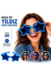 Ethab Ticaret Glb-Stl41414 Mega Tip Yıldız Parti Gözlüğü Mavi Renk